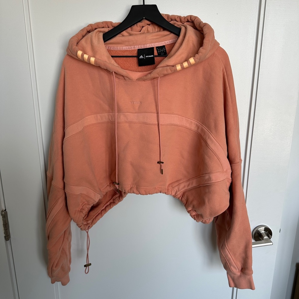 Adidas x Ivy Park Women's Cropped Shrug Drawstring Hoodie Size L